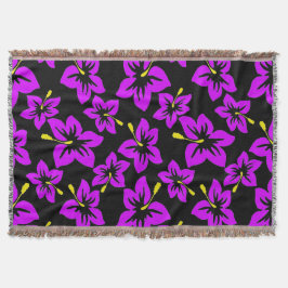 Tropisk Lila Hawaiian Hibiscus Flowers Filt