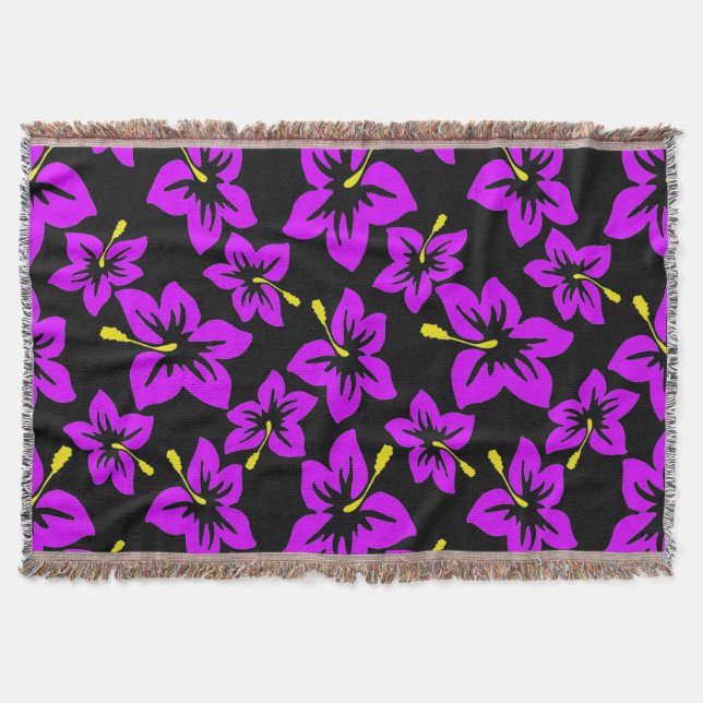 Tropisk Lila Hawaiian Hibiscus Flowers Filt (Framsidan)