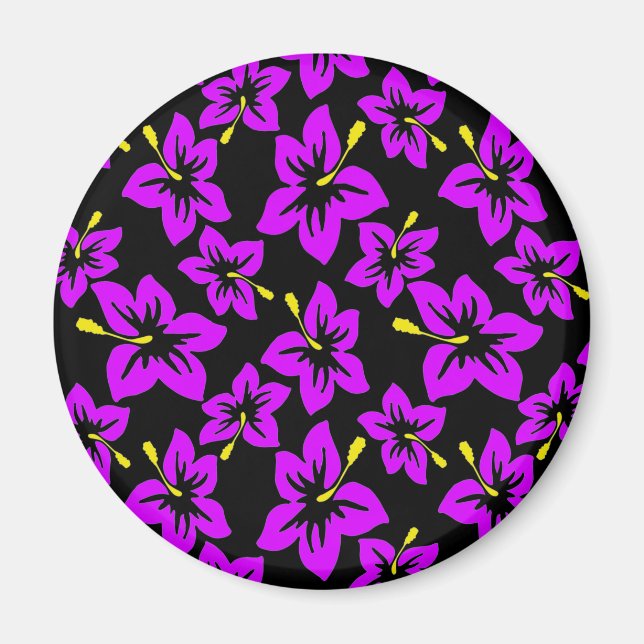 Tropisk Lila Hawaiian Hibiscus Flowers Magnet (Framsidan)