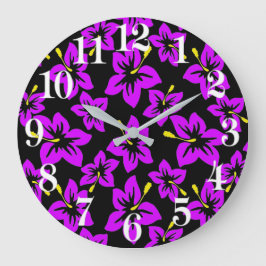 Tropisk Lila Hawaiian Hibiscus Flowers Stor Klocka