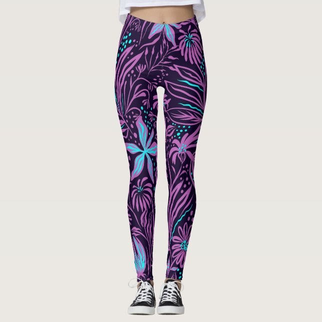 Tropisk Lila Leggings (Framsida)