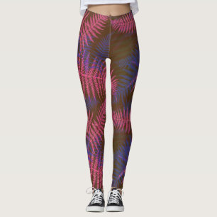 Tropisk Lila och blått Löv Leggings