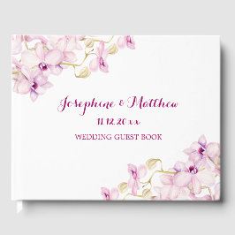 Tropisk Lila Orchid Blommigt Bröllop Gästböcker