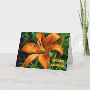 Tropisk Lily Orange Blomma Vacker Födelsedags Kort
