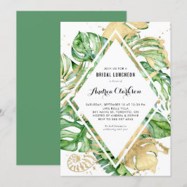 Tropisk Löv Gold Foil Summer Möhippa Luncheon Inbjudningar