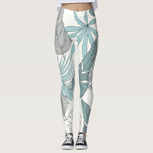 Tropisk Löv: Ljussömlös trend Leggings (Framsida)