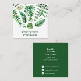 Tropisk Löv Monstera Social Media Icons Fyrkantigt Visitkort