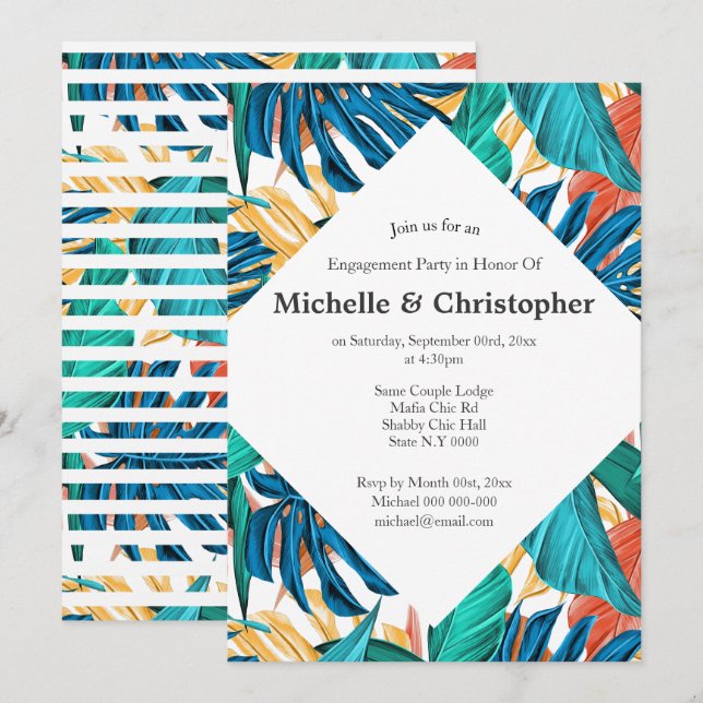 Tropisk löv: Olja från sommarön Inbjudningar (Fram/baksida)