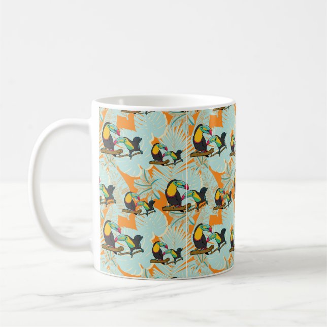 Tropisk löv utan sömn Mönster Kaffemugg (Vänster)
