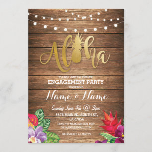 Tropisk Luau Aloha blom- förlovningsfestinbjudan Inbjudningar