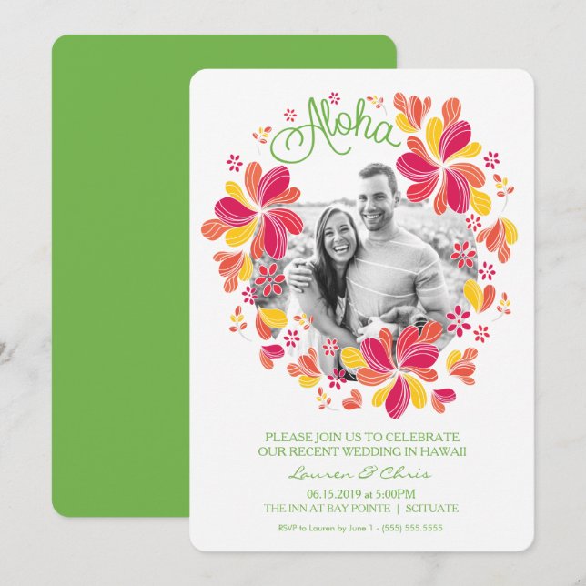Tropisk Luau-fest Invitation med Foto - Hawaiiansk Inbjudningar (Fram/baksida)