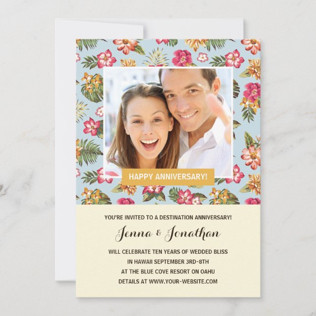 Tropisk Luau-foto jubileumsfest Inbjudningar (Framsida)
