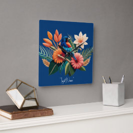 Tropisk Lycka: En Livfull Fusion av Flora Fyrkantig Klocka