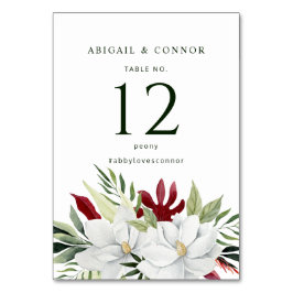 Tropisk Magnolia Vit Grön Röd Bordsnummer