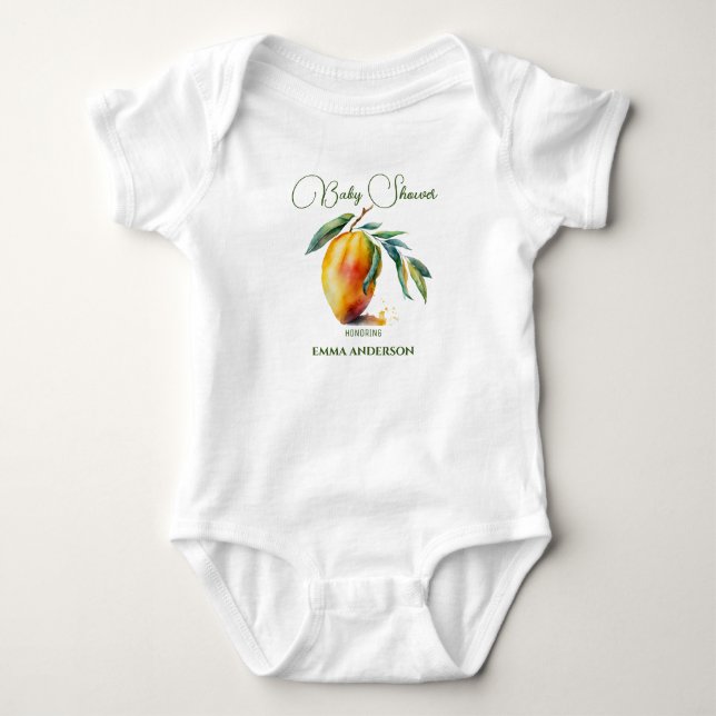Tropisk Mango | Baby Shower T Shirt (Framsida)