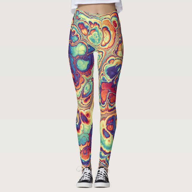 Tropisk marmorglans leggings (Framsida)
