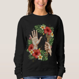 Tropisk Mekanikernyckel & Hibiskusblomma Grafik T Shirt