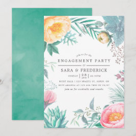 Tropisk Mint Floral Sommarbröllopsfest Inbjudningar