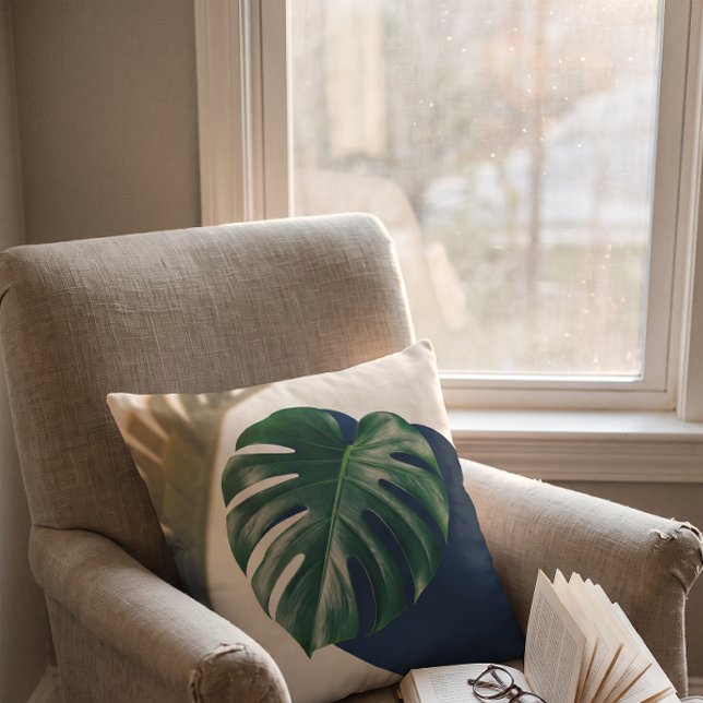 Tropisk Modernism Monstera Bladskugga Kudde (Skapare uppladdad)