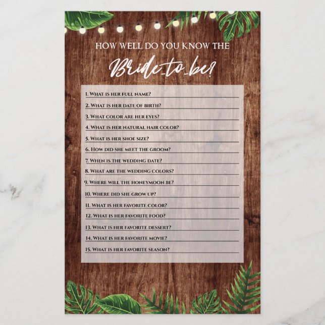 Tropisk Möhippa hur bra du vet om spelkortet (Framsida)