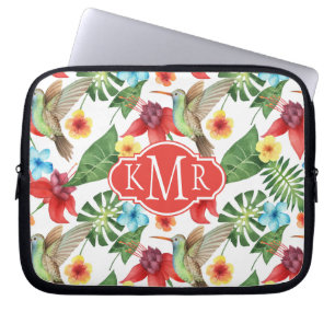 Tropisk Monogram för Hummingbird Laptop Sleeve