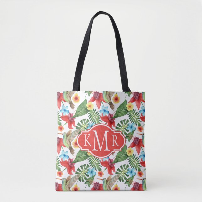 Tropisk Monogram för Hummingbird | Tygkasse (Framsida)