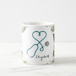 Tropisk Monogrammerad Sjuksköterska Specialist Kaffemugg
