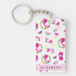 Tropisk Mönster, Flamingos, Blommor, ditt namn