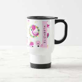 Tropisk Mönster, Flamingos, Blommor, ditt namn Resemugg