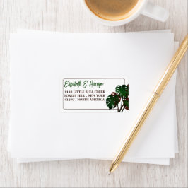 Tropisk monstera Beach Wedding Adressetikett