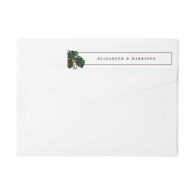 Tropisk monstera Beach Wedding Etikettband (Baksidan)