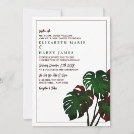 Tropisk monstera Beach Wedding Inbjudningar