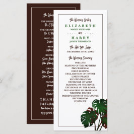 Tropisk monstera Beach Wedding Program