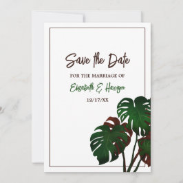 Tropisk monstera Beach Wedding Spara Datumet
