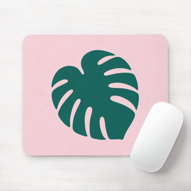Tropisk Monstera-bladssilhuett Musmatta (Med mus)