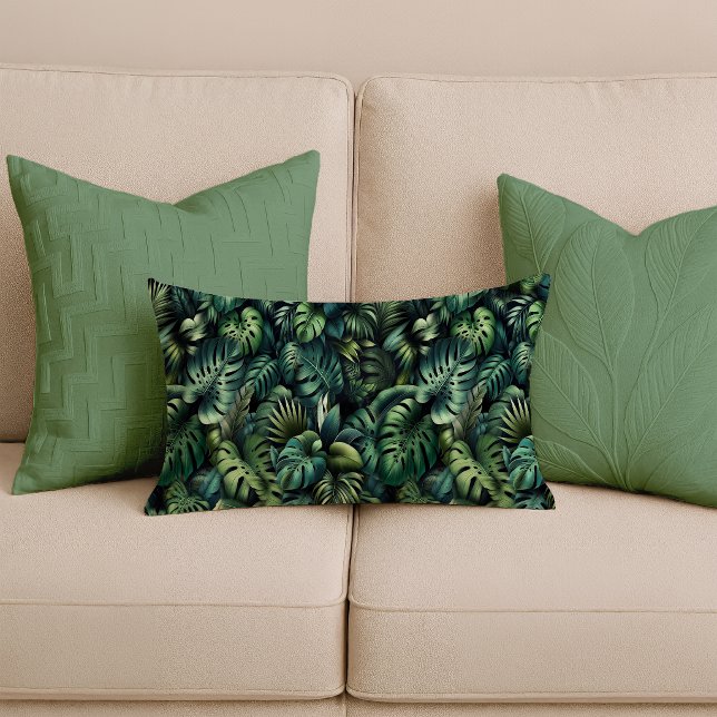 Tropisk Monstera Botanisk Grön Djungel Ländryggs- Lumbarkudde (Lumbar Pillow)