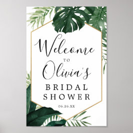 Tropisk Monstera Bröllopsfest välkomstskylt Poster