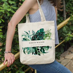 Tropisk monstera Grönt Fauna Leafy Maid of honor Tygkasse