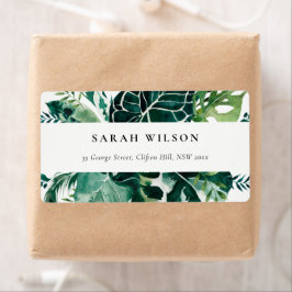 Tropisk monstera Grönt Foliage Leafy Adress Labe Fraktsedel