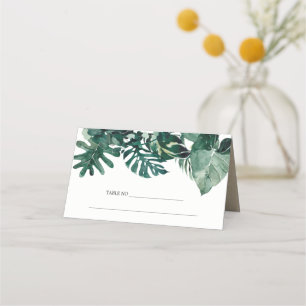 Tropisk monstera Grönt Foliage Leafy Bröllop Placeringskort
