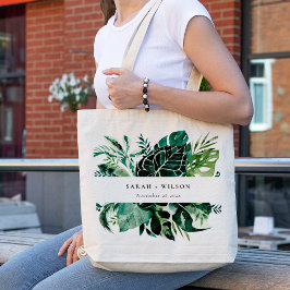 Tropisk monstera Grönt Foliage Leafy Bröllop Tygkasse
