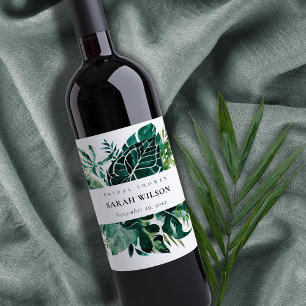 Tropisk monstera Grönt Möhippa för flytande olja Vinflaska Etikett