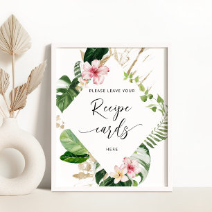 Tropisk monstera lämna ditt receptkort här poster