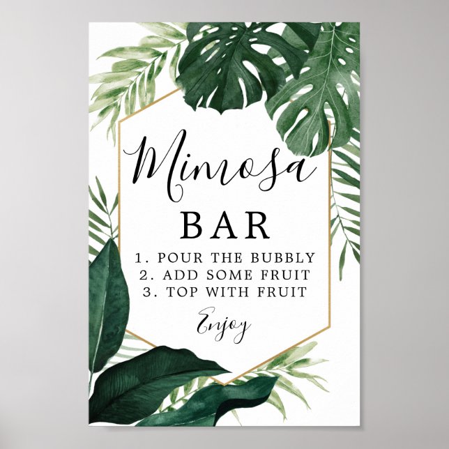 Tropisk Monstera Mimosa Barskylt Poster (Framsidan)