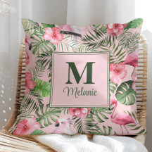 Tropisk Monstera och Flamingo Monogram