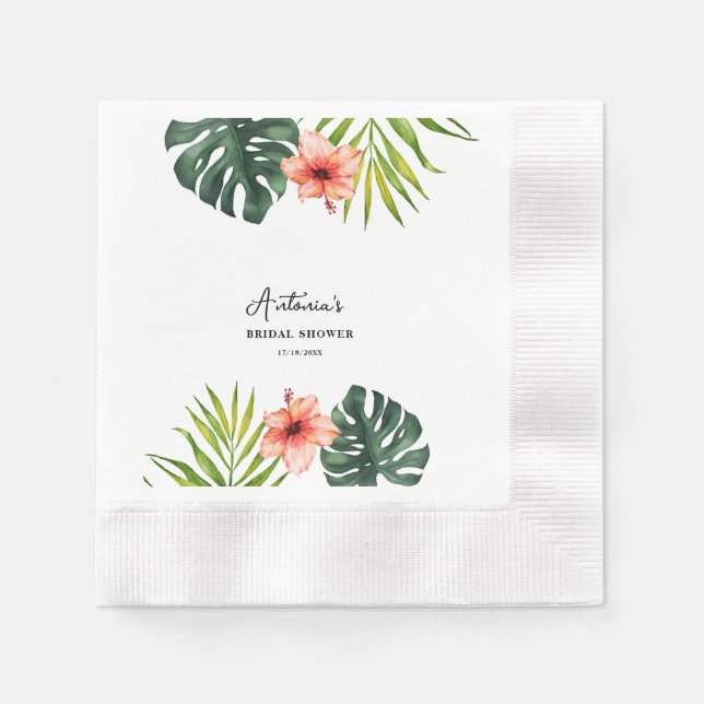 Tropisk Monstera Palm Bröllopsdusch  Pappersservett (Framsidan)