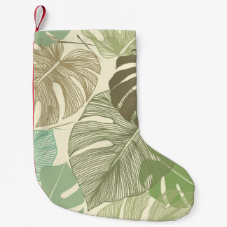 Tropisk monstera Retro Hand-Drawn Mönster Liten Julstrumpa