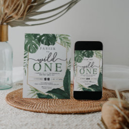 Tropisk monstera-Vild en första födelsedag Inbjuda Inbjudningar