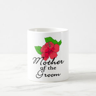 Tropisk mor för hibiskus av brudgummen kaffemugg