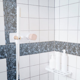 Tropisk Mörk Grått Blue Jungle Löv Kakelplatta